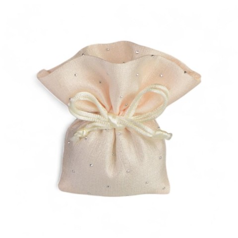 SACCHETTO PANNA PALLA STRASS 12X12CM